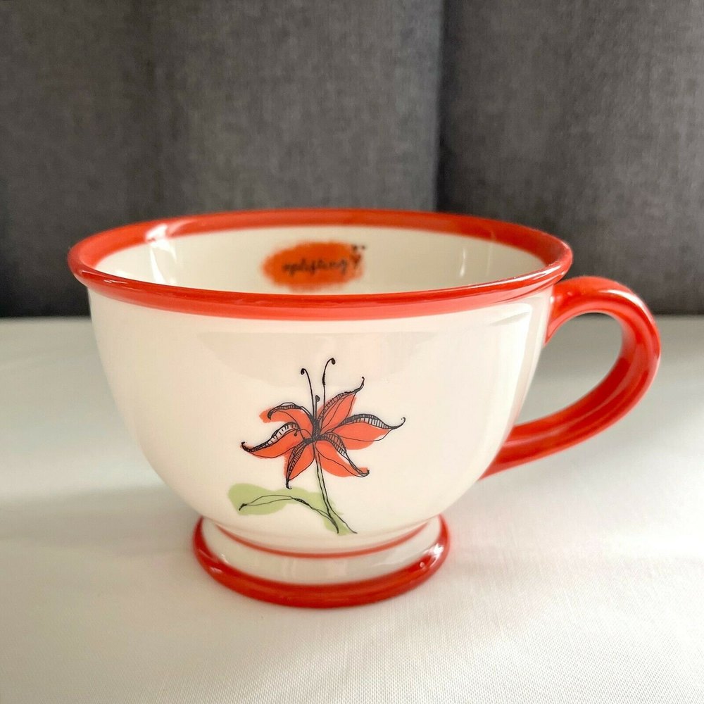 STARBUCKS 2006 Uplifting Orange Tiger Lily Footed 10 oz Mug